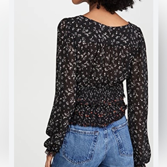 Free people Floral Lolita Top Black Women's  size XS - Picture 11 of 12
